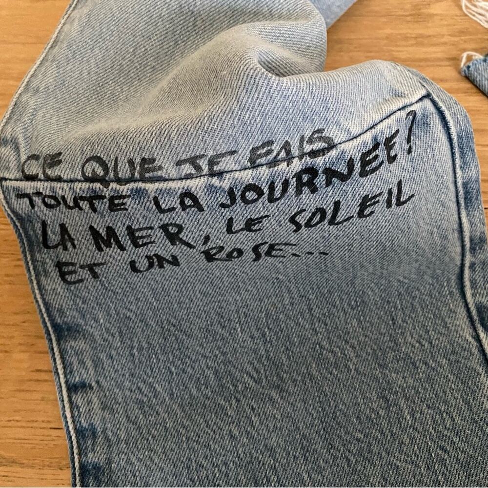 Frame - Graffiti Print Straight leg Jeans In Blue - Picture 6 of 6
